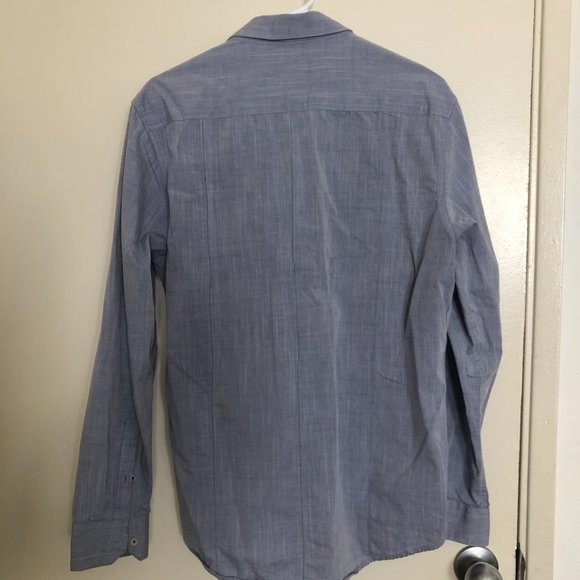 Men's summer button down shirt, blue, Size L - Picture 5 of 6